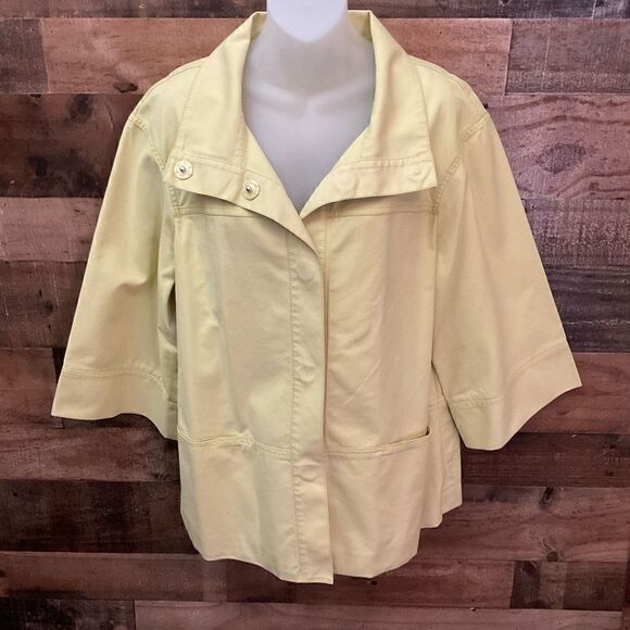 Lafayette 148 Jacket Blazer Swing Coat Snap Front Yellow Pockets Bell Sleeves 14 - Picture 15 of 15